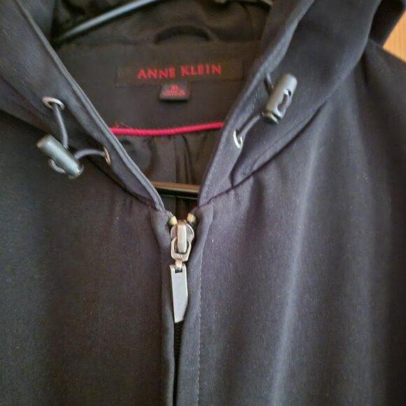 Anne Klein Classic Lined Hooded Jacket - Black (Sz XL) - Picture 4 of 8